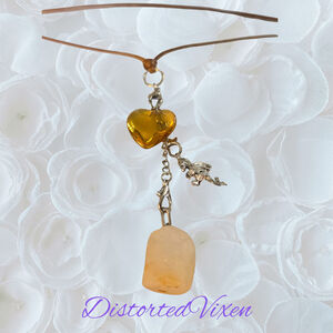 Citrine & Golden Heart Convertible Necklace | Adjustable Cord